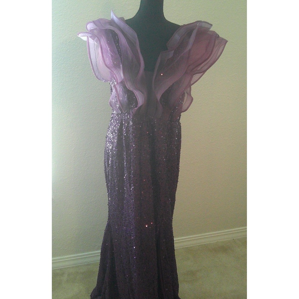 Faeristy Purple Formal Dress with Ruffles and Sequins Size 5XL (fits like a 2XL)